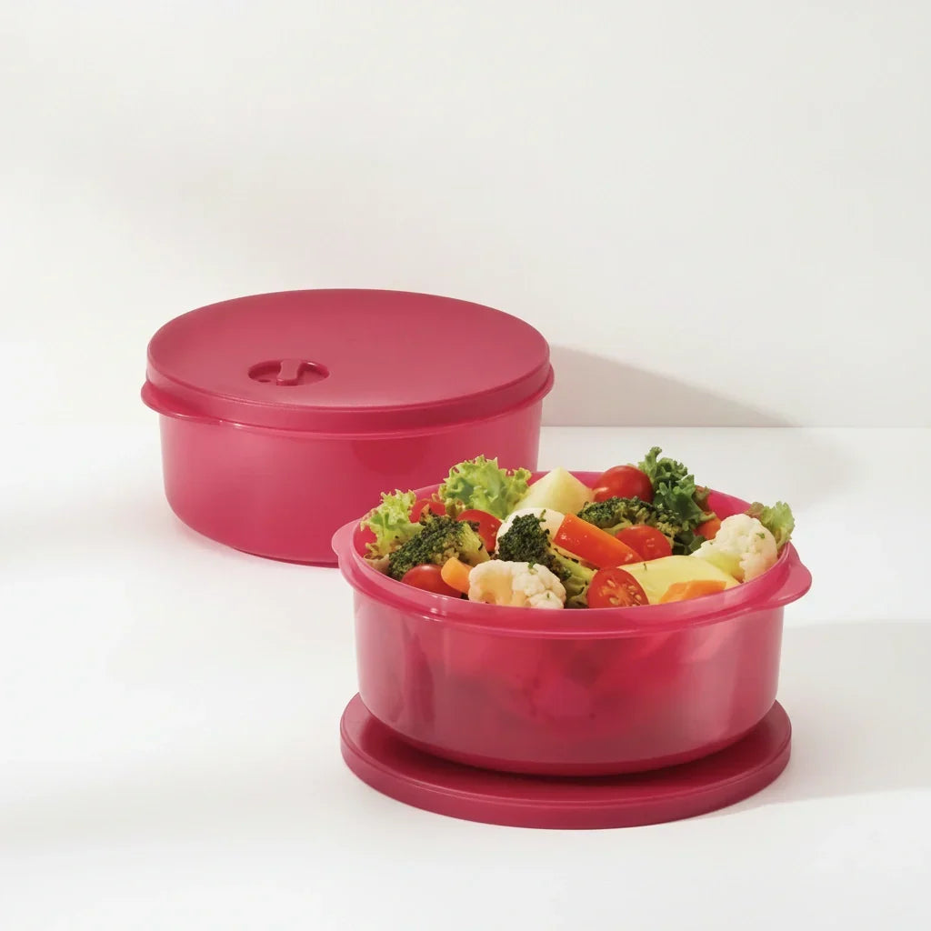 Set de 2 Contenedores Redondos en Color Vino (550 ml c/u)