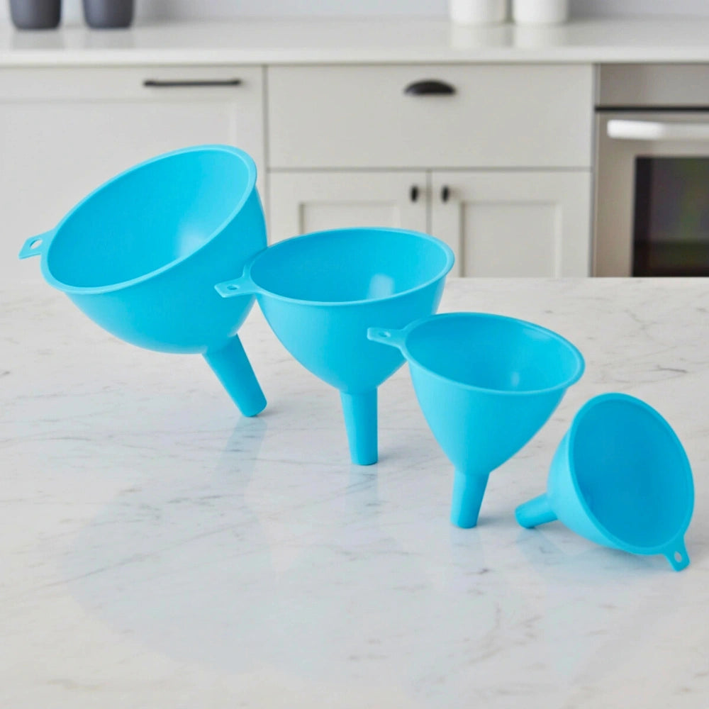 Set de 4 Embudos Azules | Plástico