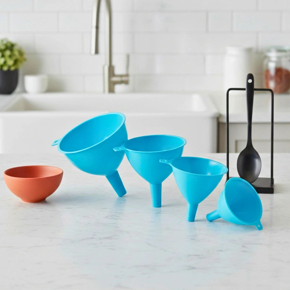 Set de 4 Embudos Azules | Plástico