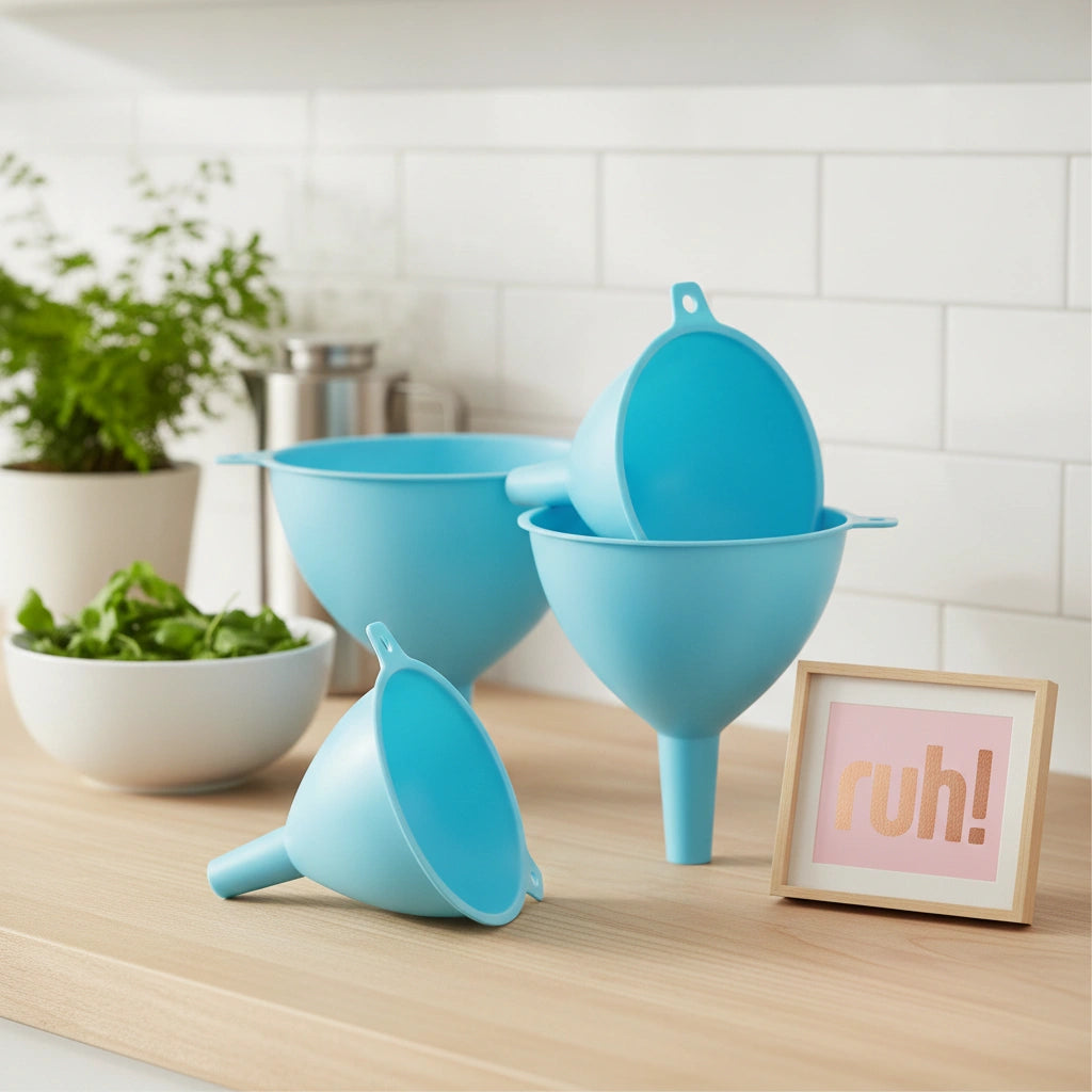 Set de 4 Embudos Azules | Plástico