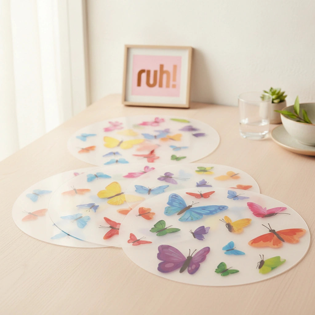 Set de 4 tablas para picar traslúcidas Mariposas