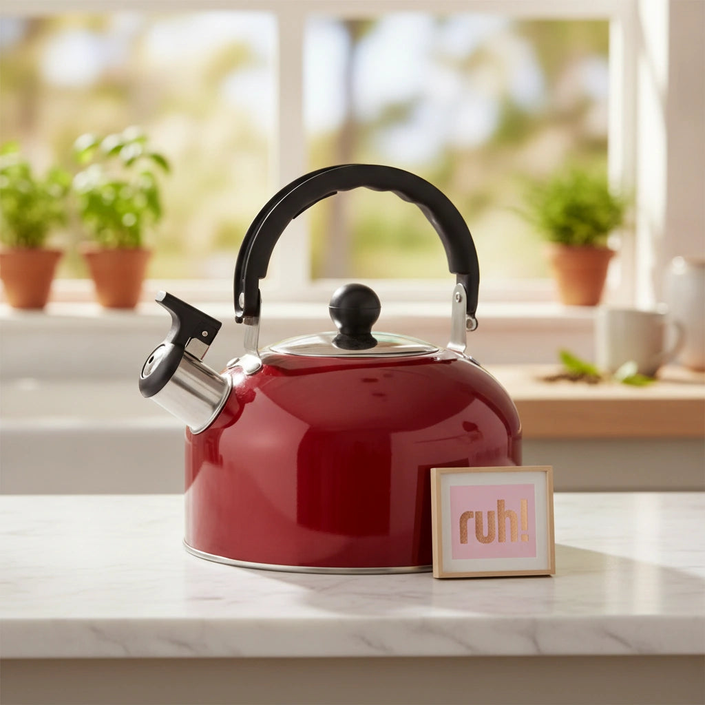 Tetera Silbadora Roja Acero Inoxidable 1.25 litros