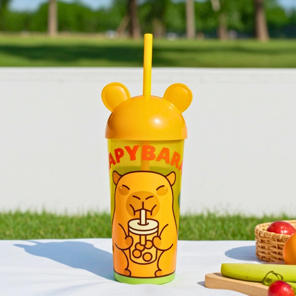 Vaso Capibara con Orejitas y Popote 500 ml
