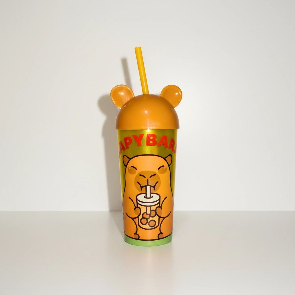 Vaso Capibara con Orejitas y Popote 500 ml
