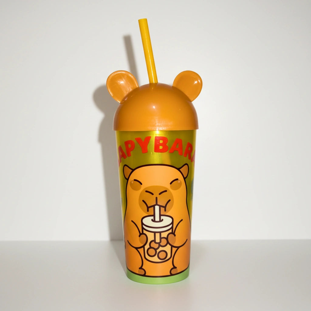 Vaso Capibara con Orejitas y Popote 500 ml