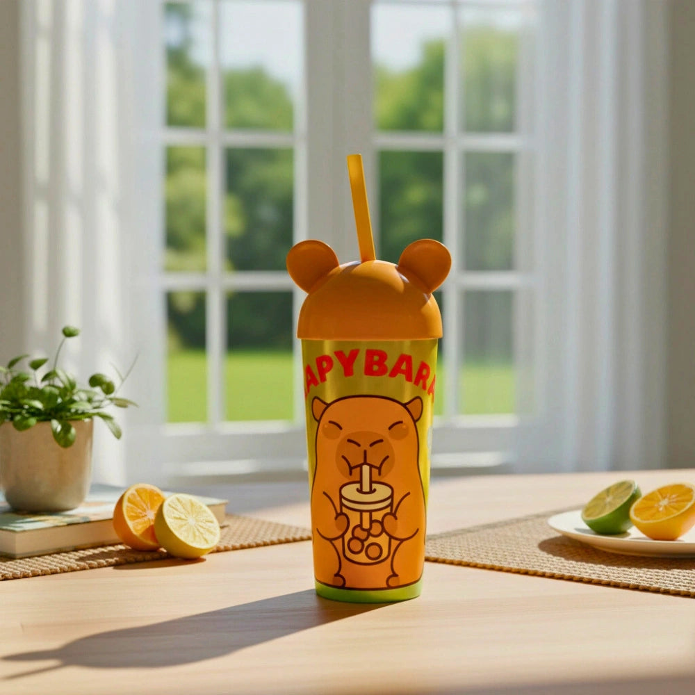Vaso Capibara con Orejitas y Popote 500 ml