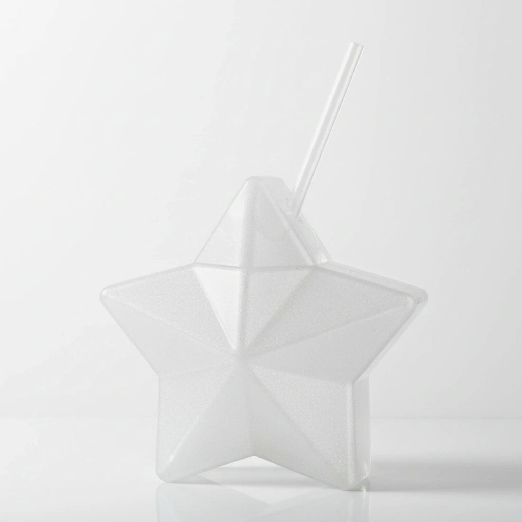Vaso Estrella Plata Glitter 600 ml con Popote