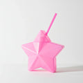 Vaso Estrella Rosa Glitter con Popote | 600 ml