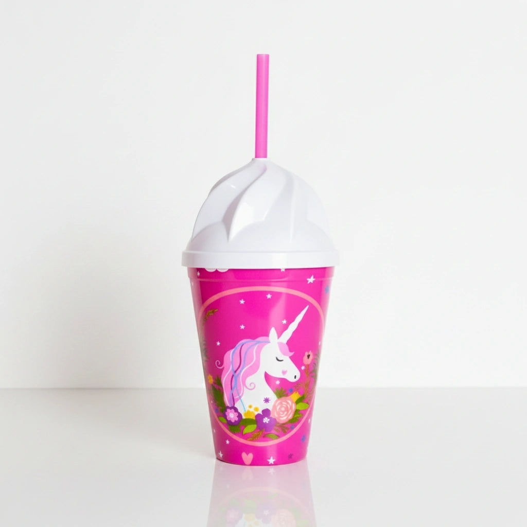 Vaso Infantil Rosa 350ml Popote Unicornio