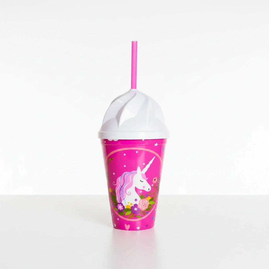 Vaso Infantil Rosa 350ml Popote Unicornio