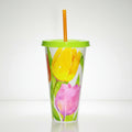 Vaso con Popote 700 ml | Tulipanes