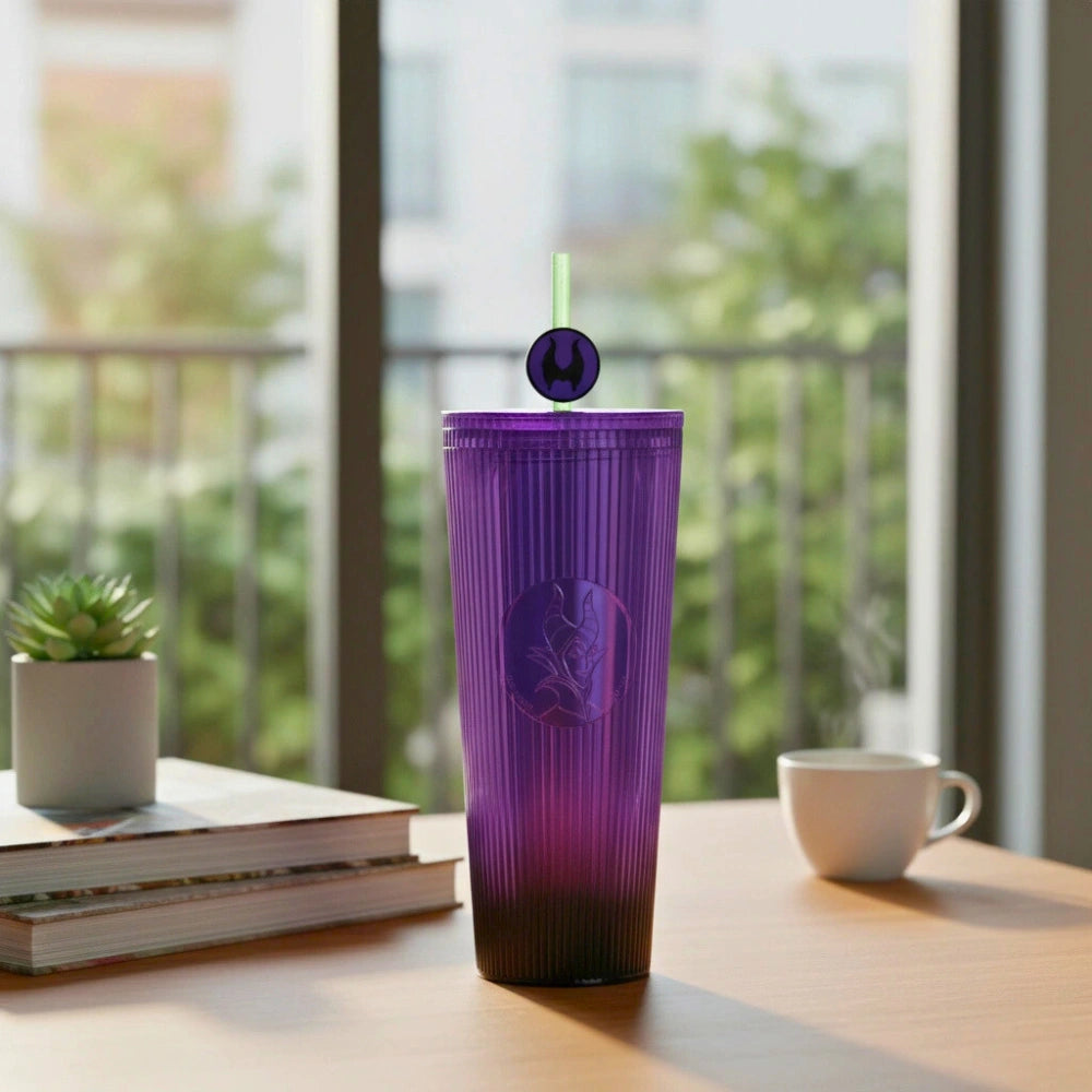 Vaso con Popote Morado 800 ml - Maléfica