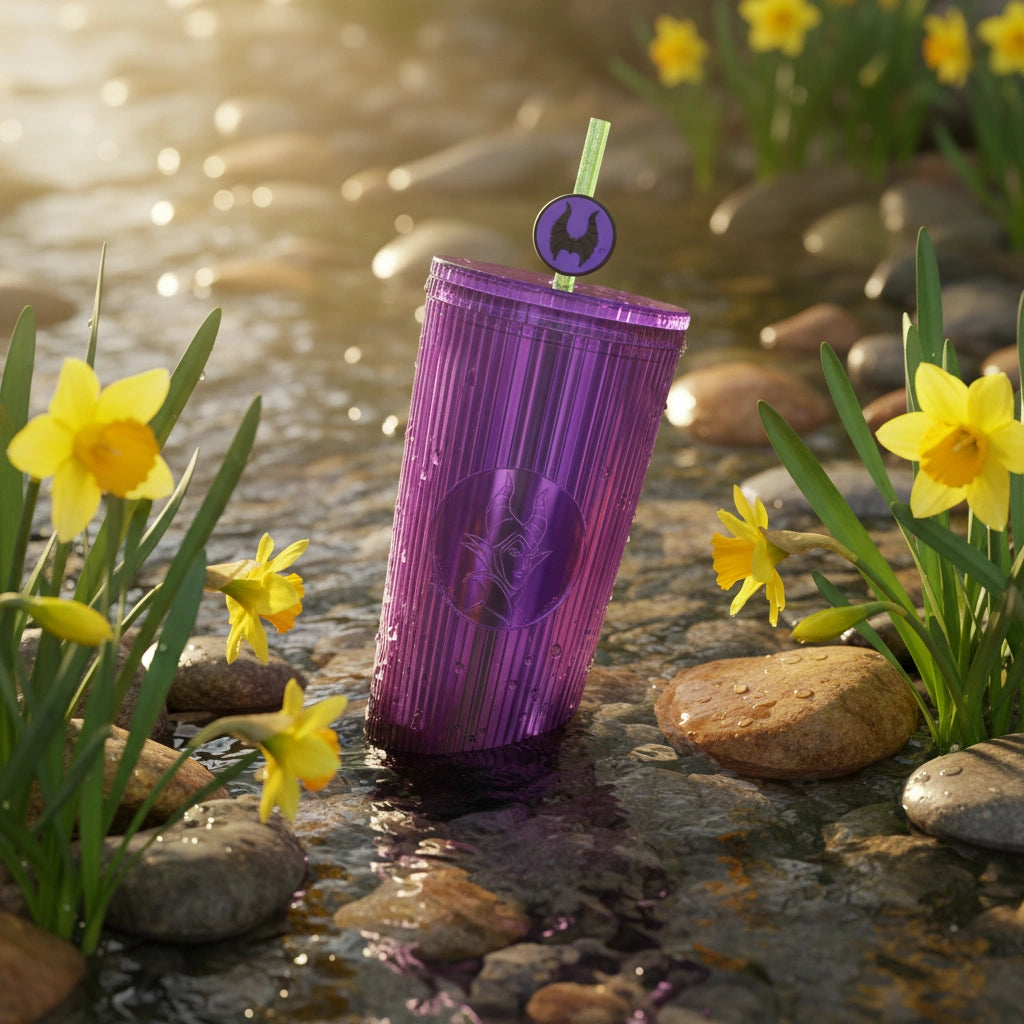 Vaso con Popote Morado 800 ml - Maléfica