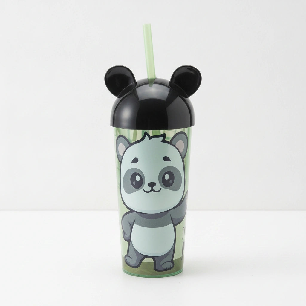 Vaso con Popote Osito Panda 500 ml