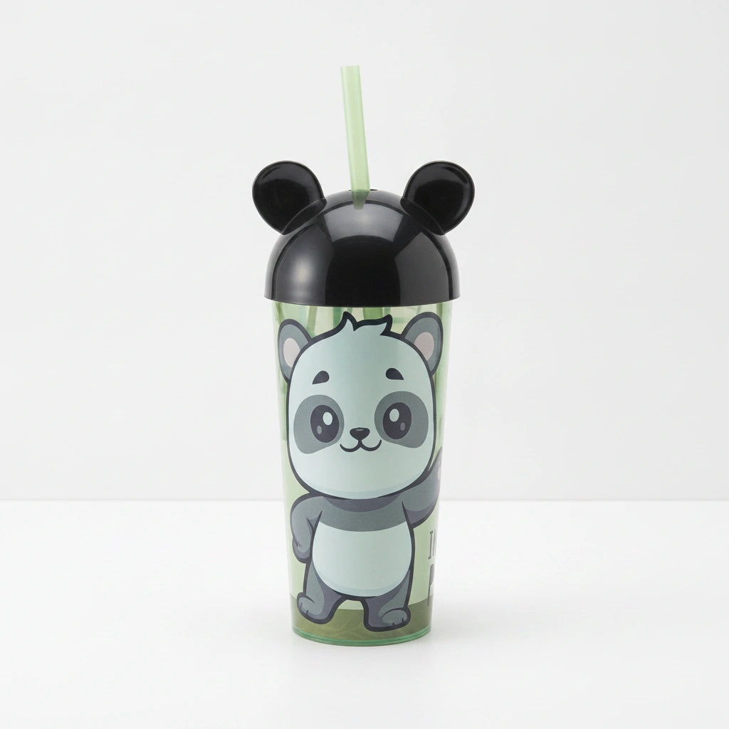 Vaso con Popote Osito Panda 500 ml