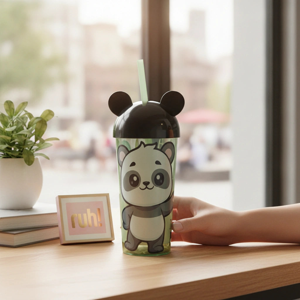 Vaso con Popote Osito Panda 500 ml