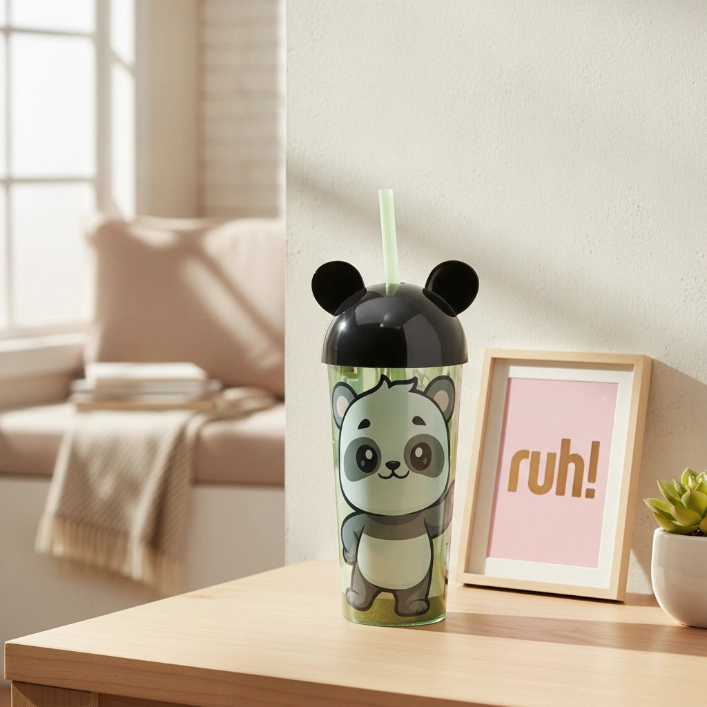 Vaso con Popote Osito Panda 500 ml