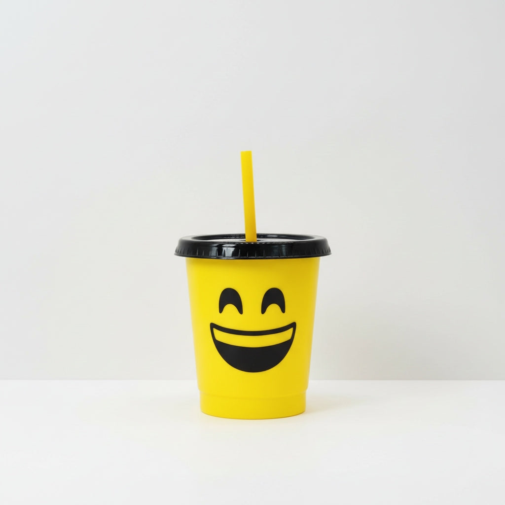 Vaso con popote Mod. Emoji Risa Cap. 473 ml / 16 OZ