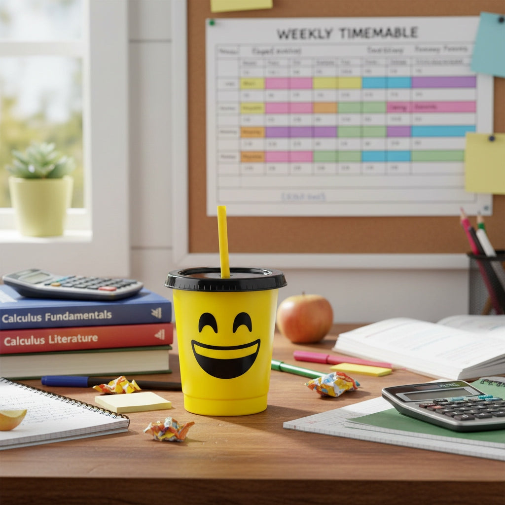 Vaso con popote Mod. Emoji Risa Cap. 473 ml / 16 OZ